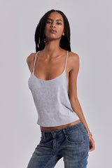 Aleya Beaded Top in Grey Marl