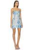 Bronx and Banco Strapless Blue Floral Mini Dress