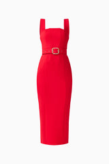 CURAAE Aris Midi Dress in Red
