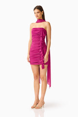 CURAAE Azura Scarf Mini Dress in Magenta Pink