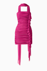 CURAAE Azura Scarf Mini Dress in Magenta Pink