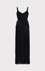 Strappy Ottoman Fringe Gown