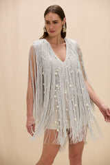 Aurea Crochet Plunge Mini Dress