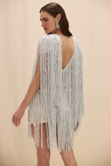 Aurea Crochet Plunge Mini Dress