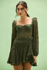 Sirena Mesh Long Sleeve Mini Dress