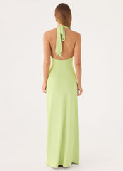 Cristal Halter Maxi Dress - Lime