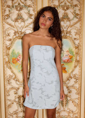 Della Lace Strapless Mini Dress - Blue