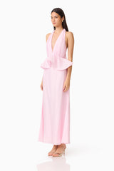 Fiorina Halter Neck Gown in Pale Pink
