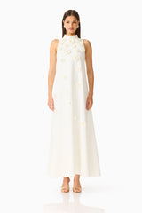 Solenne Halter Maxi Dress in White