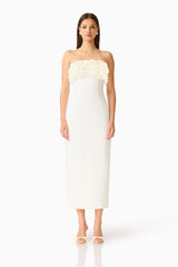 Solenne Column Midi Dress in White