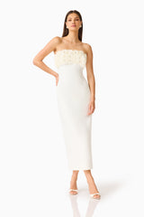Solenne Column Midi Dress in White