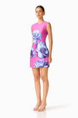 Sybella Shift Mini Dress in Pink & Blue Floral