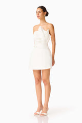 Laurentia Floral Applique Mini Dress in White