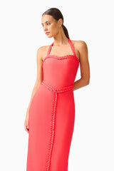 Coralene Halter Gown in Red