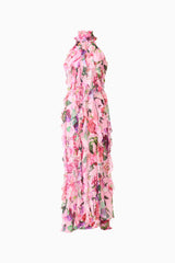 Solene Halter Gown in Pink Floral