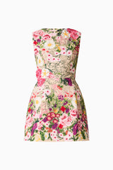 Flora Tulip Mini Dress in Pink & Green Floral