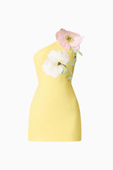 Hope One Shoulder Mini Dress in Yellow