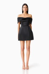 Hope Off The Shoulder Mini Dress in Black
