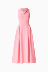 Risa Cowl Neck Gown Dress in Bubblegum Pink