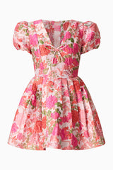 Floralie Short Sleeve Mini Dress in Pink Floral
