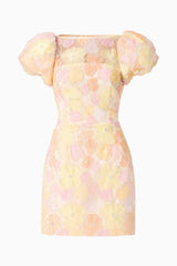 Zaria Puff Sleeve Mini Dress In Yellow Floral