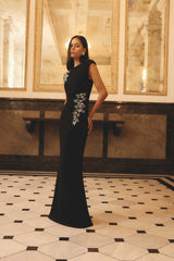 Veda Embellished Gown in Black