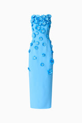 Dali Floral Applique Gown in Blue