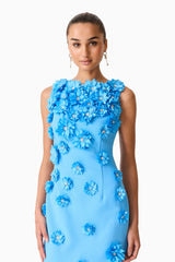Dali Floral Applique Gown in Blue