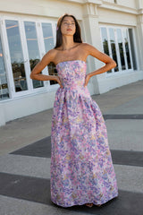 Marlene Asymmetrical Gown in Pink & Purple Floral