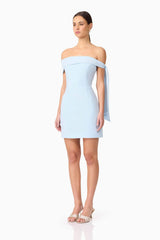 Ami Off The Shoulder Mini Dress in Blue