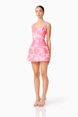 Dionne Tulip Mini Dress in Pink Floral