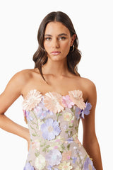 Arabella Strapless Mini Dress In Purple
