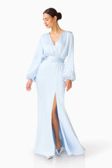 Kai Long Sleeve Maxi Dress in Pale Blue