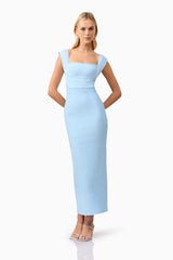 Fiona Fitted Maxi Dress in Blue