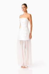 Oleander Strapless Maxi Dress In White