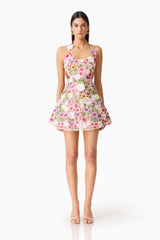 Neve A-Line Mini Dress in Pink Floral