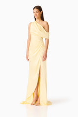 Isadora Off The Shoulder Gown in Butter Yellow