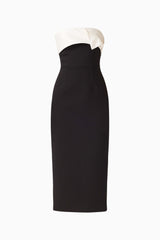 Elysia Column Midi Dress in Black
