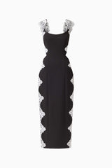 Elysia Lace Midi Dress in Black