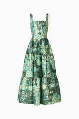 Meliora A-Line Gown in Green Floral