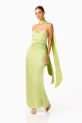 Florea Scarf Gown in Pistachio Green