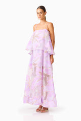 Elysia Tiered Gown in Purple Floral