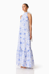 Elin Halter Gown in Blue Floral