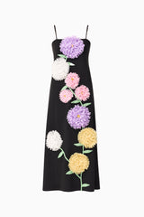 Buttercup Embroidered Maxi Dress in Black