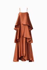 Tilly Tiered Maxi Dress in Chestnut Brown