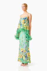 Jamie Tiered Maxi Dress in Green Floral