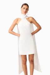 Mira Halter Mini Dress in White