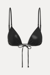 X Khy Elena Micro Metallic Bikini Top - Black Chrome