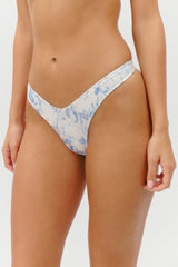 Brittany Satin Micro Bikini Bottom - Fleur De Bleu