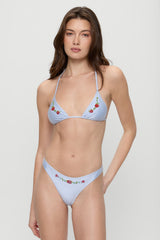 Dove Beaded Satin Bikini Bottom - Frosting